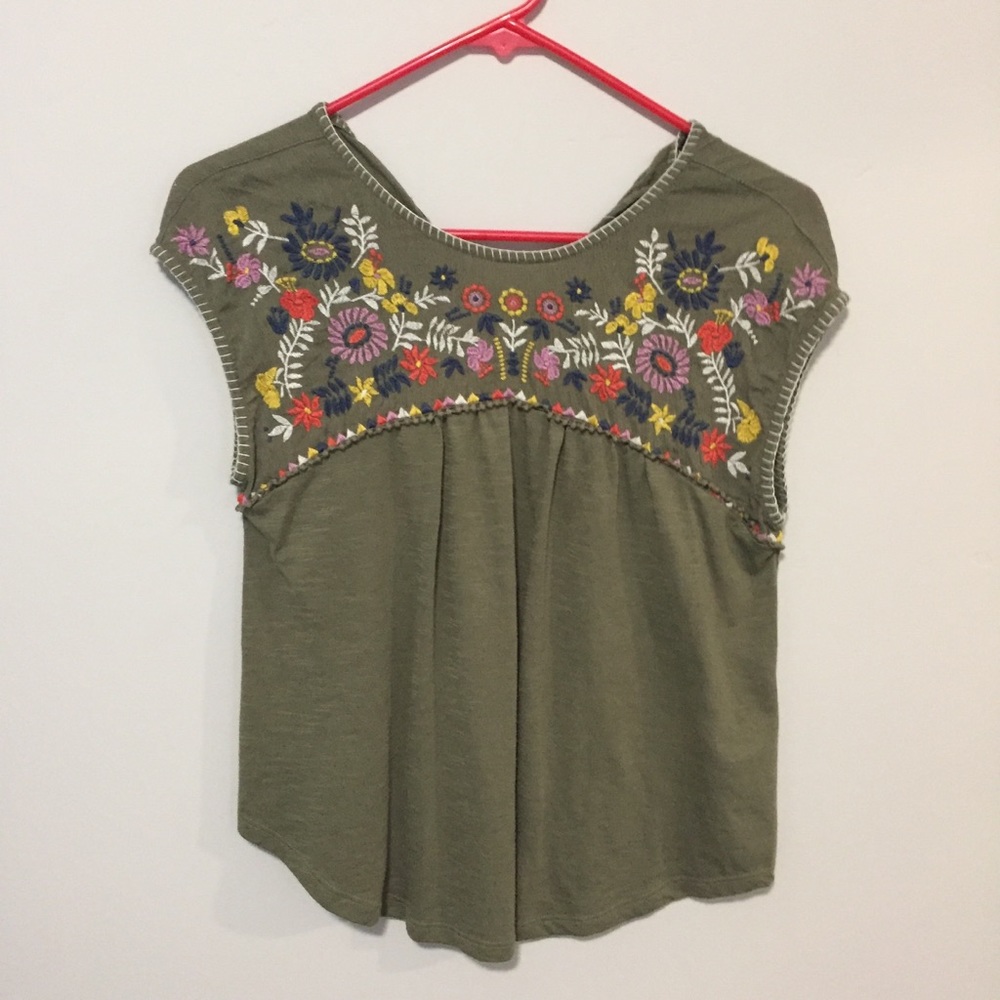 floral embroidered shirt